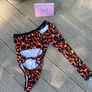 Black FIRE BODYSUIT bartender outfit stripper outfit dancewear Colombian Made